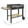 Barbacoa de Carbón 113x53,5x82,5 cm con 2 Parrillas Alturas Ajustables Mesa Lateral, Estante y Ruedas para Jardí... - Ogal.Es