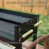 Barbacoa de Carbón 113x53,5x82,5 cm con 2 Parrillas Alturas Ajustables Mesa Lateral, Estante y Ruedas para Jardí... - Ogal.Es