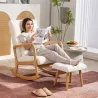 Silla Mecedora con Reposapiés Tapizado en Bouclé Cojín Acolchado y Reposabrazos y Patas de Madera Carga 120 kg B... - Ogal.Es