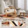 Silla Mecedora con Reposapiés Tapizado en Bouclé Cojín Acolchado y Reposabrazos y Patas de Madera Carga 120 kg B... - Ogal.Es
