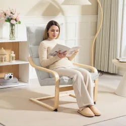 Sillón de Salón Moderno con Respaldo Alto Acolchado Patas de Madera y Tapizado en Terciopelo 67x83x105 cm Crema - Ogal.Es