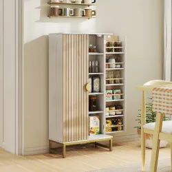 Armario Despensa Cocina con 2 Puertas con 12 Estantes Alacena Moderna con 5 Estantes Ajustables 58x29x119,5cm Bl... - Ogal.Es
