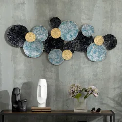 3D Arte de Pared Metálico Adornos Modernos Redondos para Colgar Decoración para Salón Dormitorio Multicolor - Ogal.Es