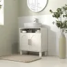 Mueble Bajo Lavabo con Estante Ajustable para Lavabos sin Pedestal 60x30x63 cm Blanco Crema - Ogal.Es