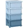 Torre de Almacenamiento Infantil con 4 Cajones para Niños de +3 Años con Bordes Redondeados y Asas 37x37x76 cm Azul - Ogal.Es