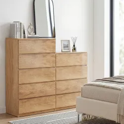 Cómoda 4 Cajones para Dormitorio Moderna Diseño sin Tiradores para Comedor Entrada 60x40x80 cm Madera Natural - Ogal.Es
