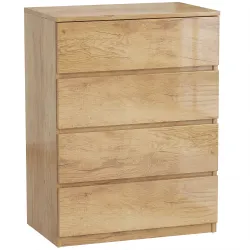 Cómoda 4 Cajones para Dormitorio Moderna Diseño sin Tiradores para Comedor Entrada 60x40x80 cm Madera Natural - Ogal.Es