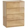 Cómoda 4 Cajones para Dormitorio Moderna Diseño sin Tiradores para Comedor Entrada 60x40x80 cm Madera Natural - Ogal.Es