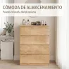 Cómoda 4 Cajones para Dormitorio Moderna Diseño sin Tiradores para Comedor Entrada 60x40x80 cm Madera Natural - Ogal.Es