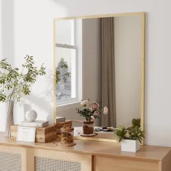 Espejo de Baño 70x90 cm Espejo de Pared Decorativo para Salón Entrada Pasillo Horizontal o Vertical Natural - Ogal.Es
