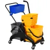 Cubo de Fregona 26 L con Ruedas Sistema de Escurridor Asa de Transporte y Doble Cubetas 78x45x95 cm Multicolor - Ogal.Es
