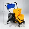 Cubo de Fregona 26 L con Ruedas Sistema de Escurridor Asa de Transporte y Doble Cubetas 78x45x95 cm Multicolor - Ogal.Es
