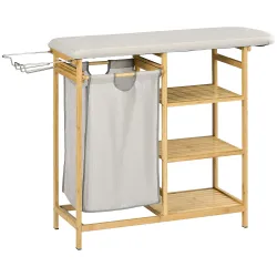 Cesto de Ropa Sucia 57,4L con Tabla de Planchar Soporte para Plancha 3 Estantes y Bolsa Extraíble 113x34x82 cm N... - Ogal.Es