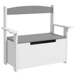 Banco Almacenaje para Niños con Respaldo Tapa Amortiguadora Carga 30 kg para Salas de Juego 68,5x34x58 cm Gris y... - Ogal.Es