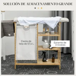Cesto de Ropa Sucia 57,4L con Tabla de Planchar Soporte para Plancha 3 Estantes y Bolsa Extraíble 113x34x82 cm N... - Ogal.Es