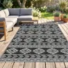 Alfombra de Exterior Reversible 182x274 cm Impermeable Anti-UV para Viajes en Autocaravana Negro y Gris - Ogal.Es