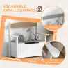 Banco Almacenaje para Niños con Respaldo Tapa Amortiguadora Carga 30 kg para Salas de Juego 68,5x34x58 cm Gris y... - Ogal.Es