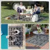 Alfombra de Exterior Reversible 182x274 cm Impermeable Anti-UV para Viajes en Autocaravana Negro y Gris - Ogal.Es