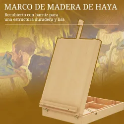 Caballete de Mesa de Madera Caja de Caballete Plegable con Compartimentos y Altura Ajustable 27x41,5x74,5 cm Nat... - Ogal.Es
