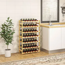 Botellero de Madera para 42 Botellas Botellero para Vino de 7 Niveles 63x25x102 cm Natural - Ogal.Es