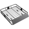 Cesta de Techo Universal para Vehículos de Acero Carga 90,7 kg con Deflector Barandillas 110,5x99,5x18,5 cm Negro - Ogal.Es