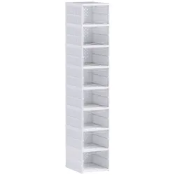 8 Cajas para Zapatos Apilables y Plegable con Puertas Transparentes hasta Talla 43 No Requiere Montaje Blanco - Ogal.Es