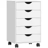 Cajonera Oficina con Ruedas y 5 Cajones Archivador Móvil, para Estudio Salón 40x40x67 cm Blanco - Ogal.Es