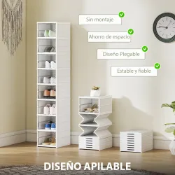 8 Cajas para Zapatos Apilables y Plegable con Puertas Transparentes hasta Talla 43 No Requiere Montaje Blanco - Ogal.Es