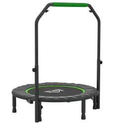 Cama Elástica Plegable Ø102 cm con Mango Ajustable Marco de Acero para Entrenamiento Piernas Cuerpo Negro y Verde - Ogal.Es