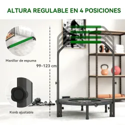 Cama Elástica Plegable Ø102 cm con Mango Ajustable Marco de Acero para Entrenamiento Piernas Cuerpo Negro y Verde - Ogal.Es