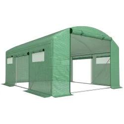 Invernadero de Túnel 4x3x2 m con 4 Ventanas 3 Puertas Enrollables Cubierta de PE y Estructura de Acero Galvaniza... - Ogal.Es