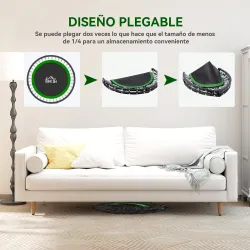 Cama Elástica Plegable Ø102 cm con Mango Ajustable Marco de Acero para Entrenamiento Piernas Cuerpo Negro y Verde - Ogal.Es