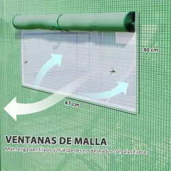 Invernadero de Túnel 4x3x2 m con 4 Ventanas 3 Puertas Enrollables Cubierta de PE y Estructura de Acero Galvaniza... - Ogal.Es