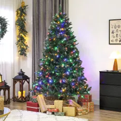 Árbol de Navidad de Abeto 210 cm con Luces LED 9 Modos de Iluminación 1160 Ramas con Nieve Artificial Verde - Ogal.Es