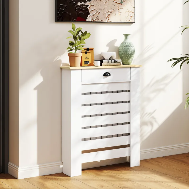 Cubre Radiadores de MDF con Cajón Cubierta para Salón Dormitorio Pasillo 78x19x95,5 cm Blanco - Ogal.Es