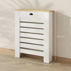 Cubre Radiadores de MDF con Cajón Cubierta para Salón Dormitorio Pasillo 78x19x95,5 cm Blanco - Ogal.Es
