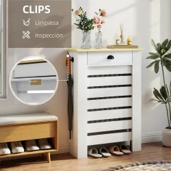 Cubre Radiadores de MDF con Cajón Cubierta para Salón Dormitorio Pasillo 78x19x95,5 cm Blanco - Ogal.Es