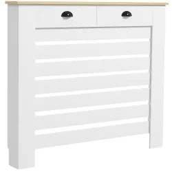 Cubre Radiadores de MDF con 2 Cajones Cubierta para Radiador para Salón Dormitorio Pasillo 111x19x95,5 cm Blanco - Ogal.Es