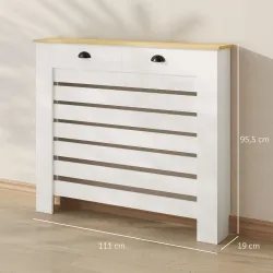 Cubre Radiadores de MDF con 2 Cajones Cubierta para Radiador para Salón Dormitorio Pasillo 111x19x95,5 cm Blanco - Ogal.Es