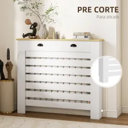 Cubre Radiadores de MDF con 2 Cajones Cubierta para Radiador para Salón Dormitorio Pasillo 111x19x95,5 cm Blanco - Ogal.Es