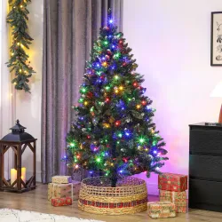 Árbol de Navidad de Abeto 180 cm con Luces LED 9 Modos de Iluminación 802 Ramas con Nieve Artificial Verde - Ogal.Es