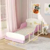 Cama infantil para Niños de +3 Años 70x140 cm de Madera con Almacenaje y Dibujos de Estrellas para Dormitorio Rosa - Ogal.Es