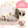 Cama infantil para Niños de +3 Años 70x140 cm de Madera con Almacenaje y Dibujos de Estrellas para Dormitorio Rosa - Ogal.Es