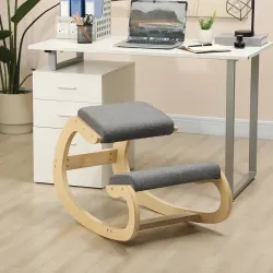 Silla Ergonómica de Rodillas Silla de Rodillas de Madera Taburete Ergonómico Cojín Acolchado 55x85x55 cm Gris - Ogal.Es