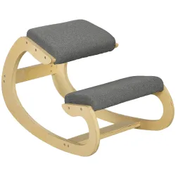 Silla Ergonómica de Rodillas Silla de Rodillas de Madera Taburete Ergonómico Cojín Acolchado 55x85x55 cm Gris - Ogal.Es