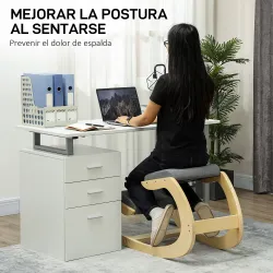 Silla Ergonómica de Rodillas Silla de Rodillas de Madera Taburete Ergonómico Cojín Acolchado 55x85x55 cm Gris - Ogal.Es