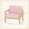 Sillón Infantil con Tejido Suave de Pana y Estructura de Madera Asiento y Respaldo Acolchado 46,5x44x45 cm Rosa - Ogal.Es