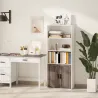 Estantería para Libros Estrecha Librería con Puertas Estantes Abiertos y Armario 60x30x149,5 cm Blanco y Marrón - Ogal.Es