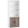 Estantería para Libros Estrecha Librería con Puertas Estantes Abiertos y Armario 60x30x149,5 cm Blanco y Marrón - Ogal.Es