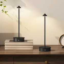 Juego de 2 Lámparas de Mesa LED Recargables con USB y Control Táctil y Luz Regulable Ø10x30 cm Negro - Ogal.Es